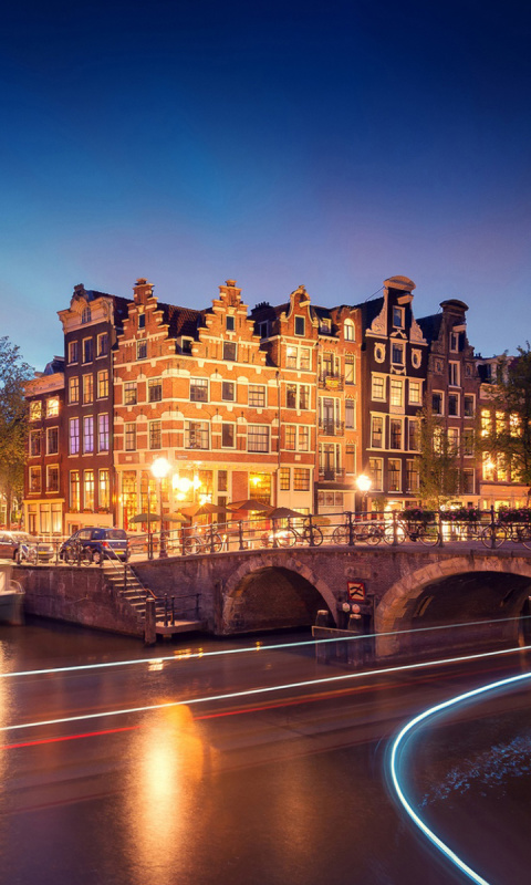 Amsterdam Attraction at Evening wallpaper 480x800
