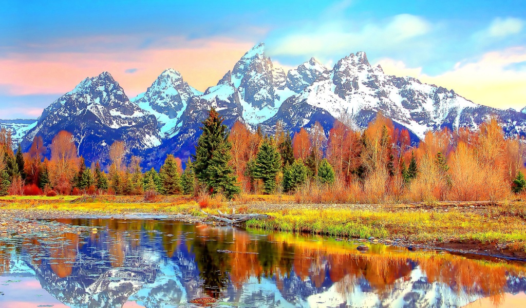 Lake with Amazing Mountains in Alpine Region screenshot #1 1024x600
