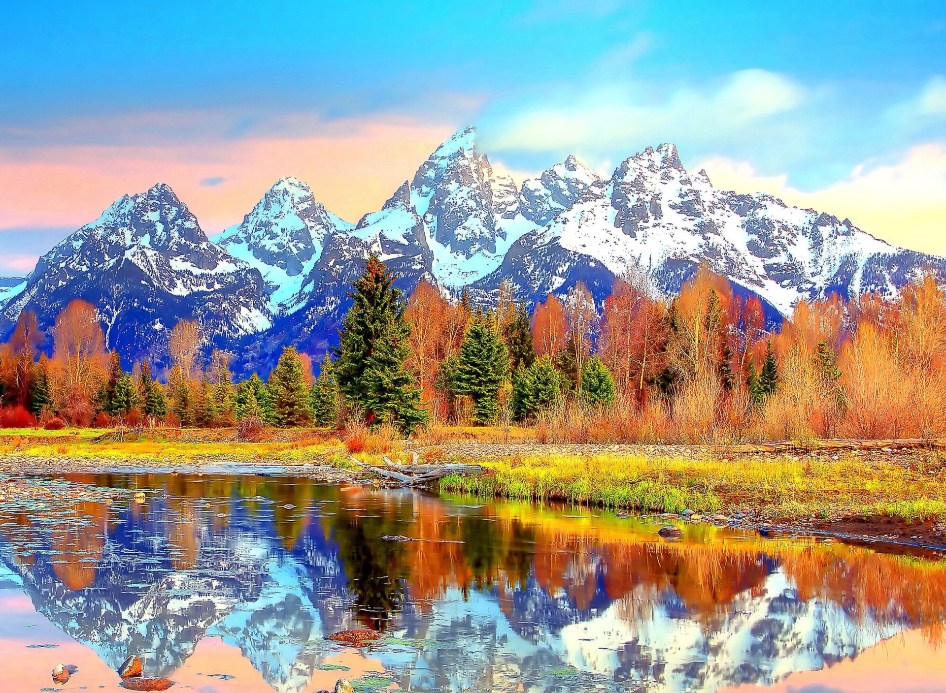 Fondo de pantalla Lake with Amazing Mountains in Alpine Region 1920x1408