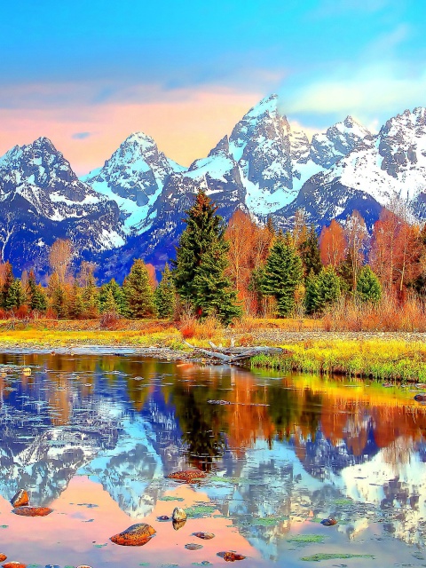 Lake with Amazing Mountains in Alpine Region screenshot #1 480x640