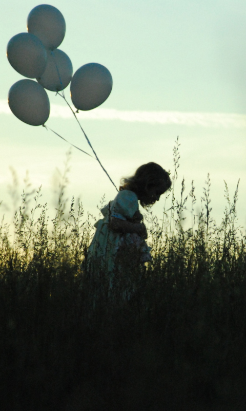 Little Girl With Balloons wallpaper 480x800