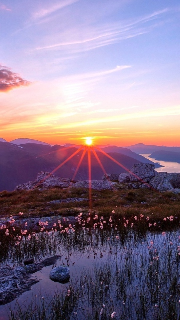 Das Sunset In The Mountains Wallpaper 360x640