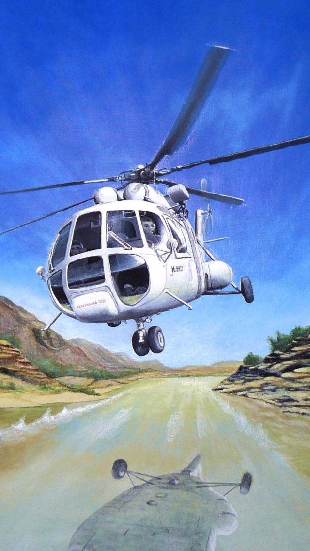 Обои Soviet Russian Helicopter Mi-8 640x1136