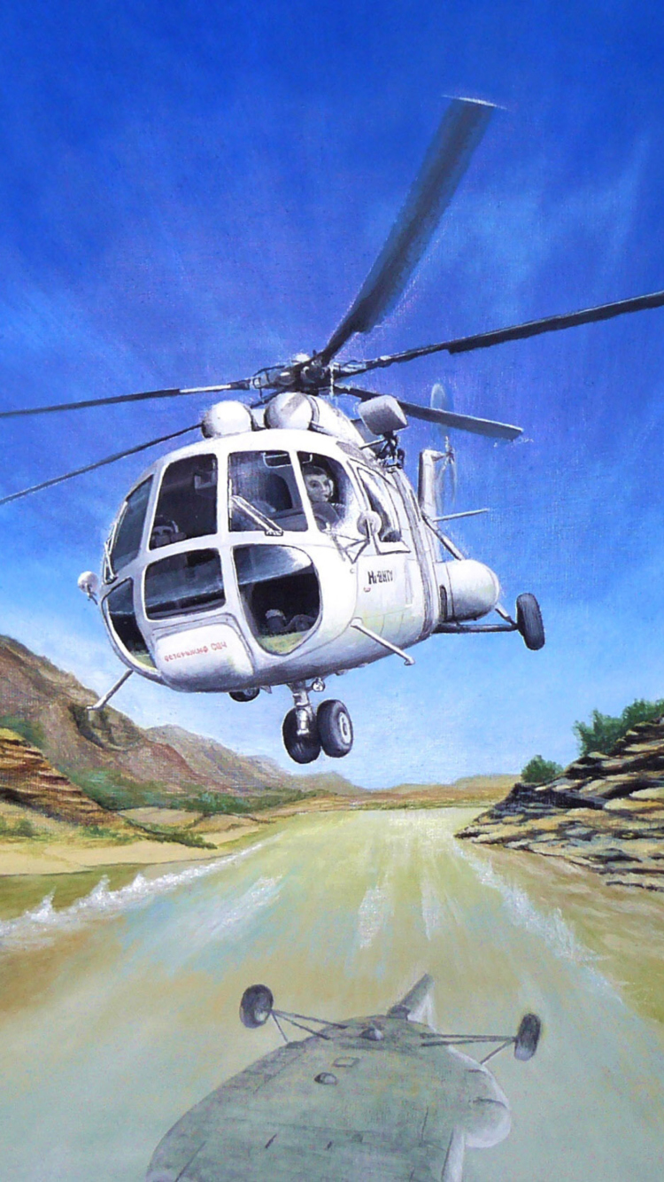 Soviet Russian Helicopter Mi-8 wallpaper 750x1334