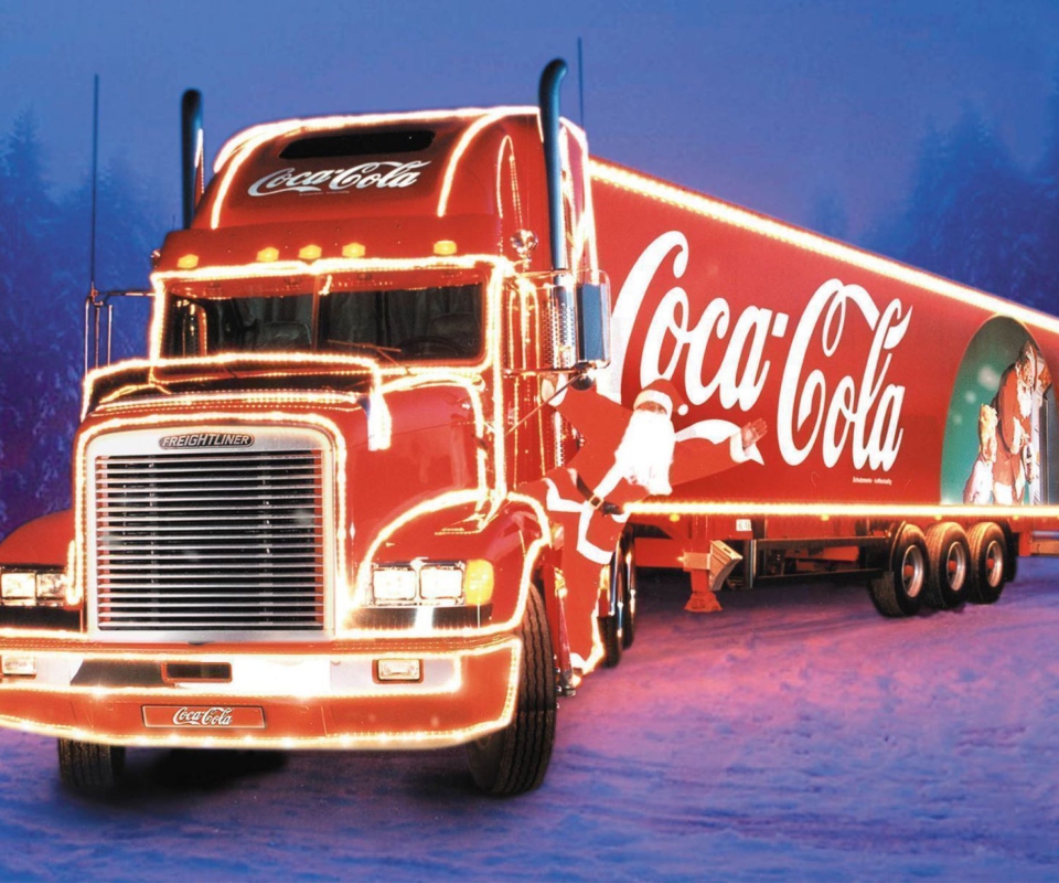 Das Coca Cola Christmas Truck Wallpaper 960x800