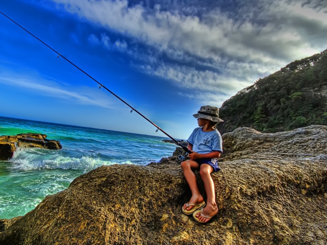 Das Young Boy Fishing Wallpaper 1280x960