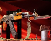 Das Ak 47 assault rifle and vodka Wallpaper 176x144