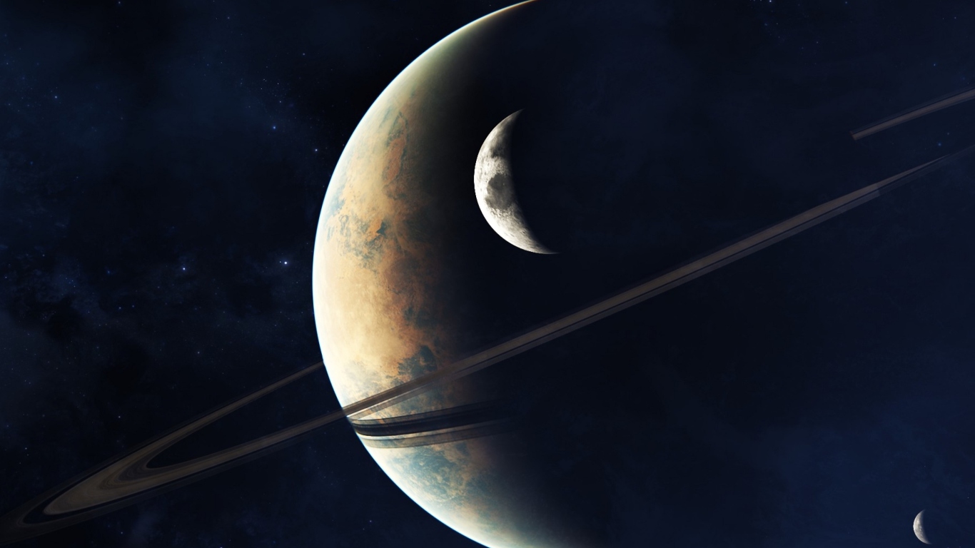 Das Planets In Space Wallpaper 1366x768