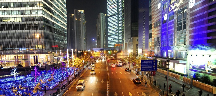 Sfondi China Shanghai Night 720x320