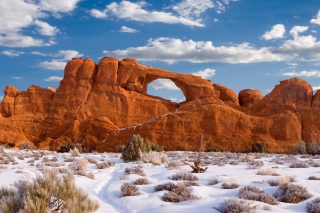 Red Canyon And Snow Background for Android, iPhone and iPad