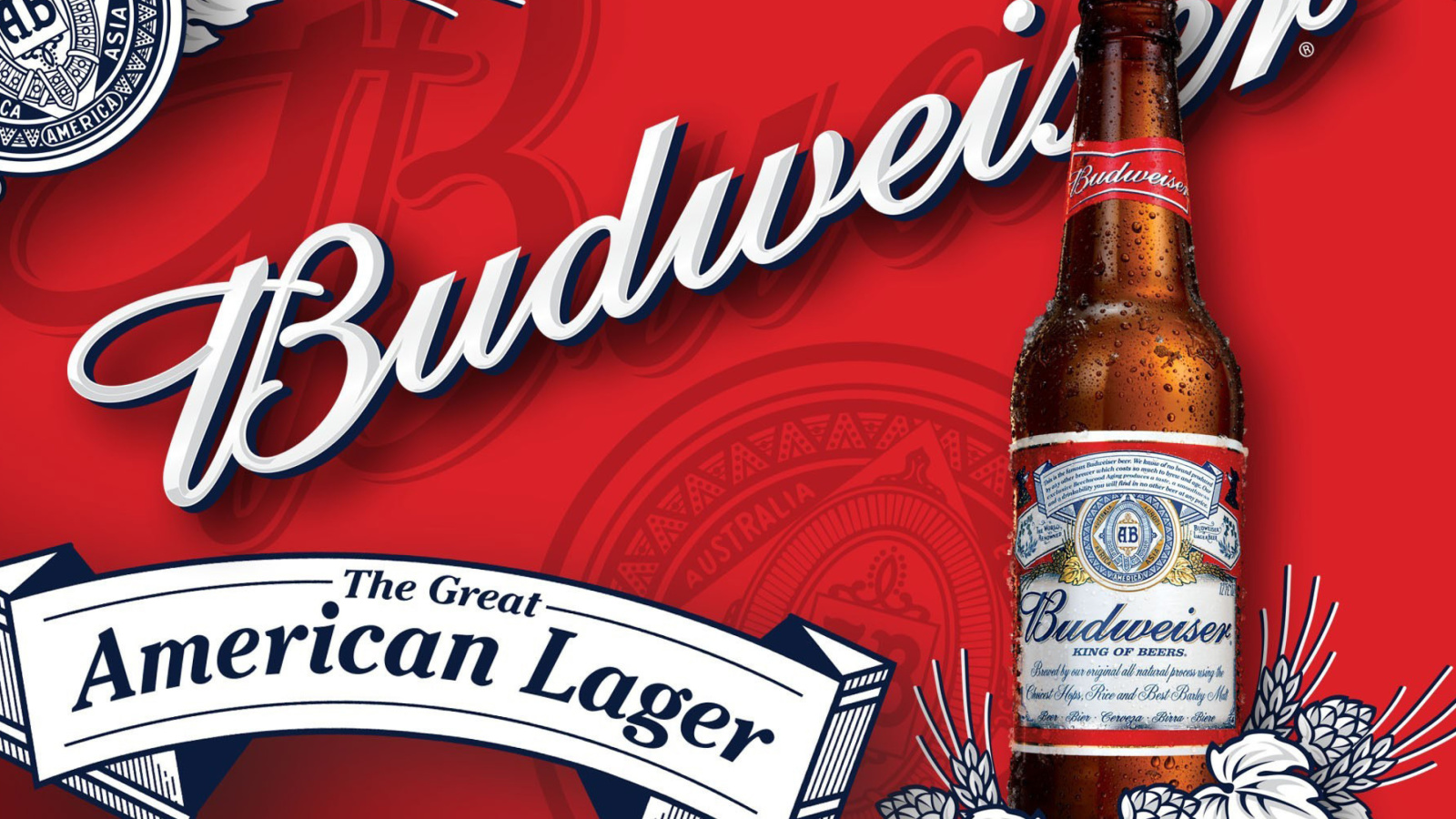 Обои Budweiser Lager Beer Brand 1600x900