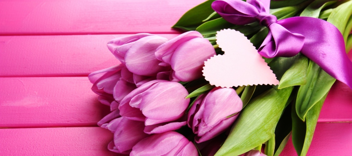Das Purple Tulips Bouquet Is Love Wallpaper 720x320