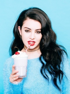 Girl with a milkshake wallpaper 240x320