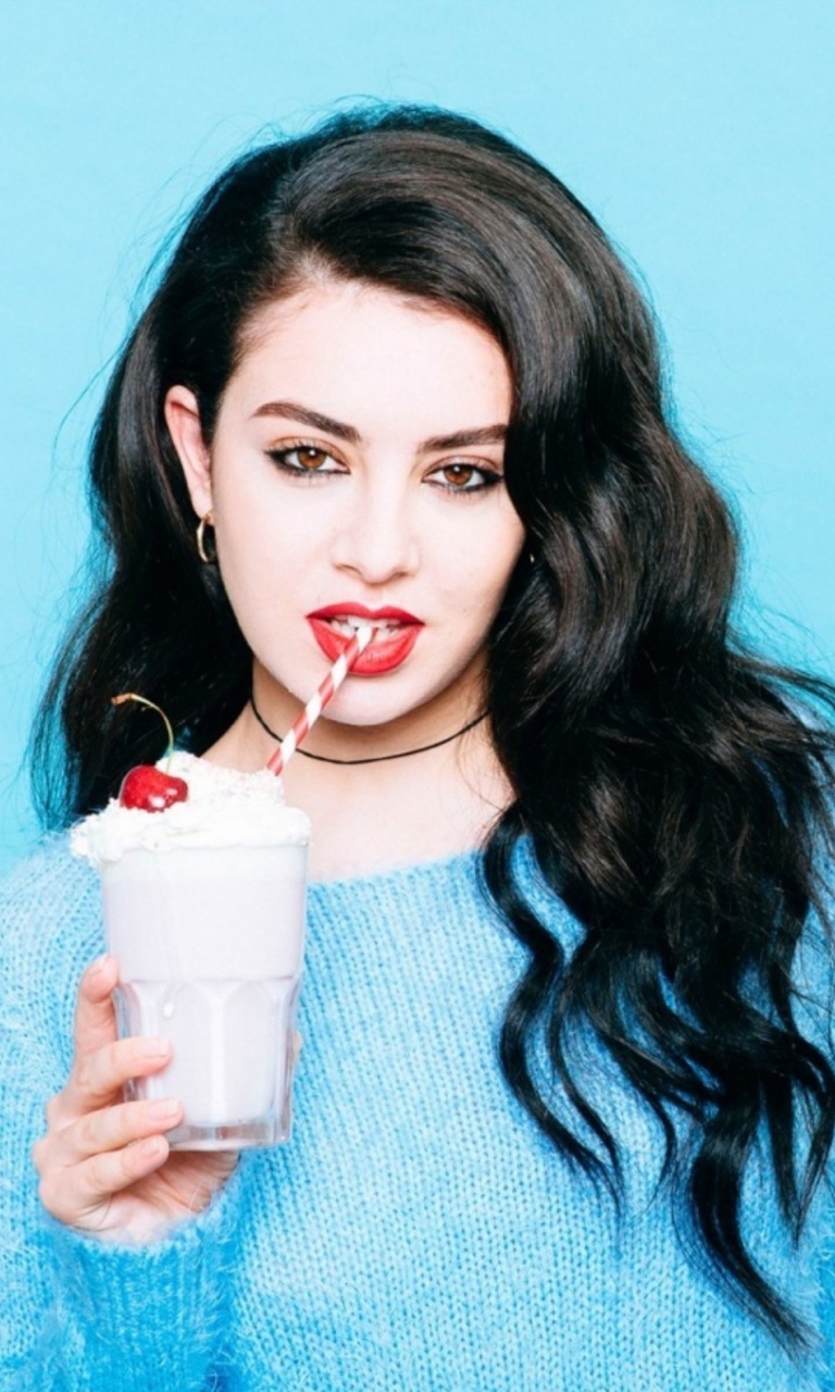 Girl with a milkshake wallpaper 768x1280