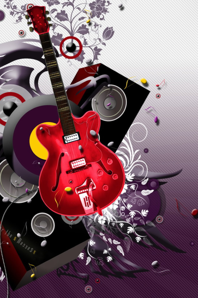 Fondo de pantalla Cool 3D Guitar Abstract 640x960