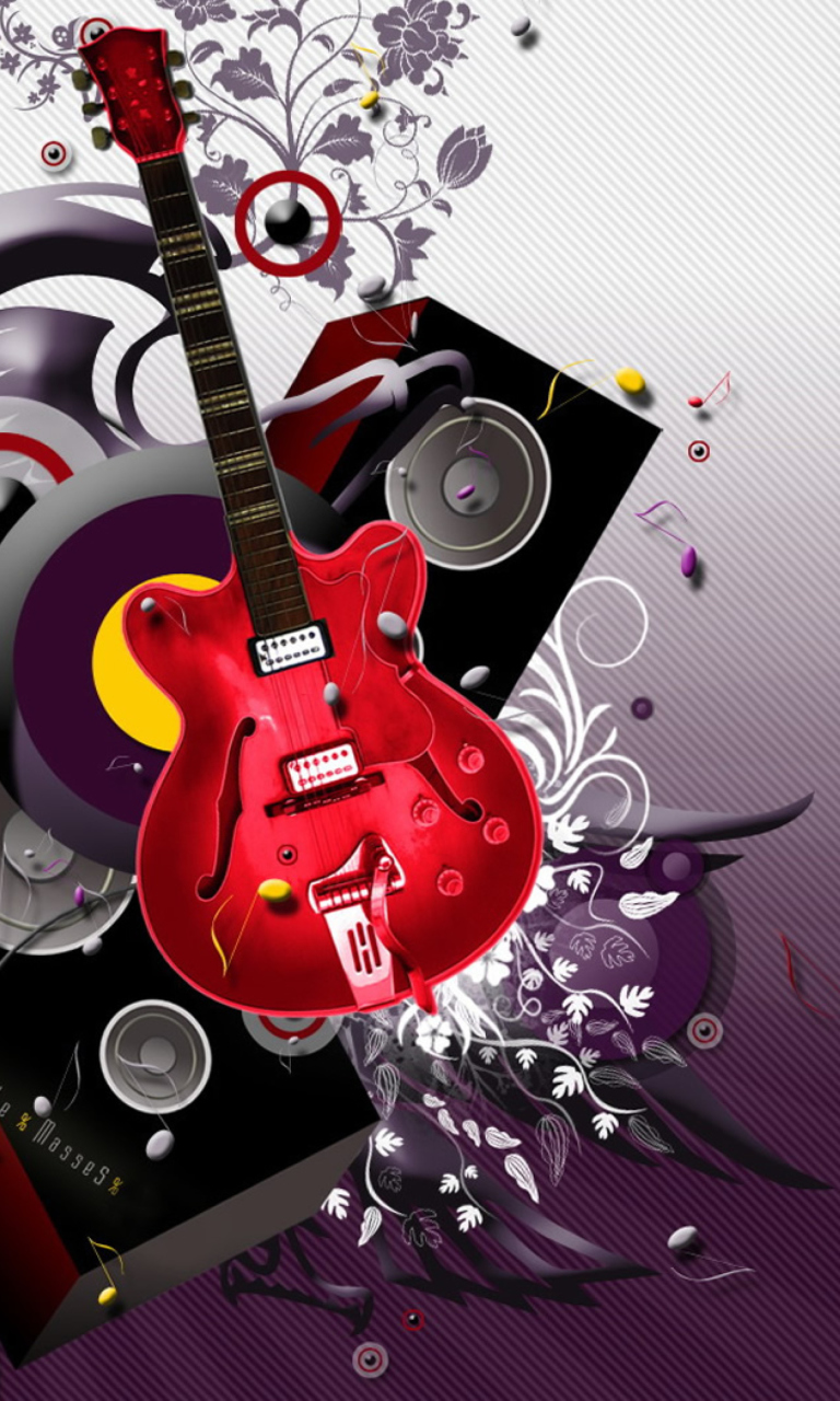 Das Cool 3D Guitar Abstract Wallpaper 768x1280