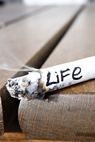 Life burns with cigarette wallpaper 320x480