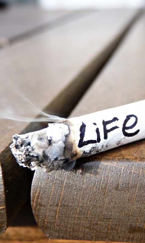 Life burns with cigarette wallpaper 480x800