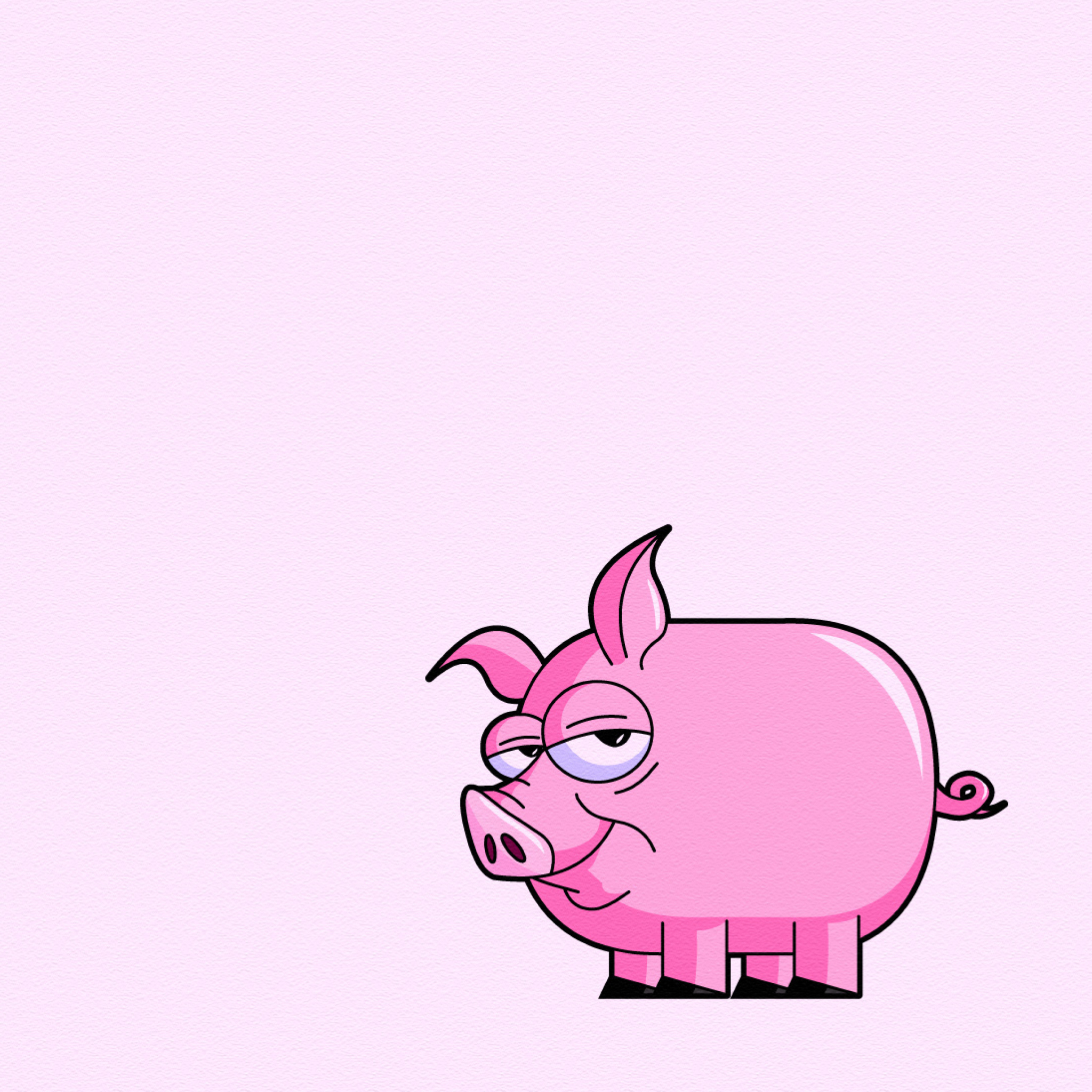 Обои Pink Pig Illustration 2048x2048
