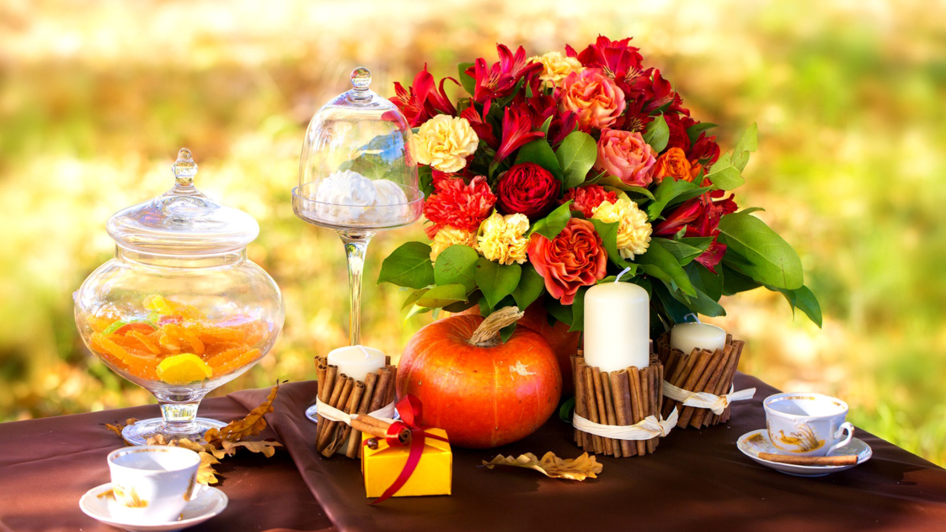 Romantic Candlelit Picnic wallpaper 1920x1080