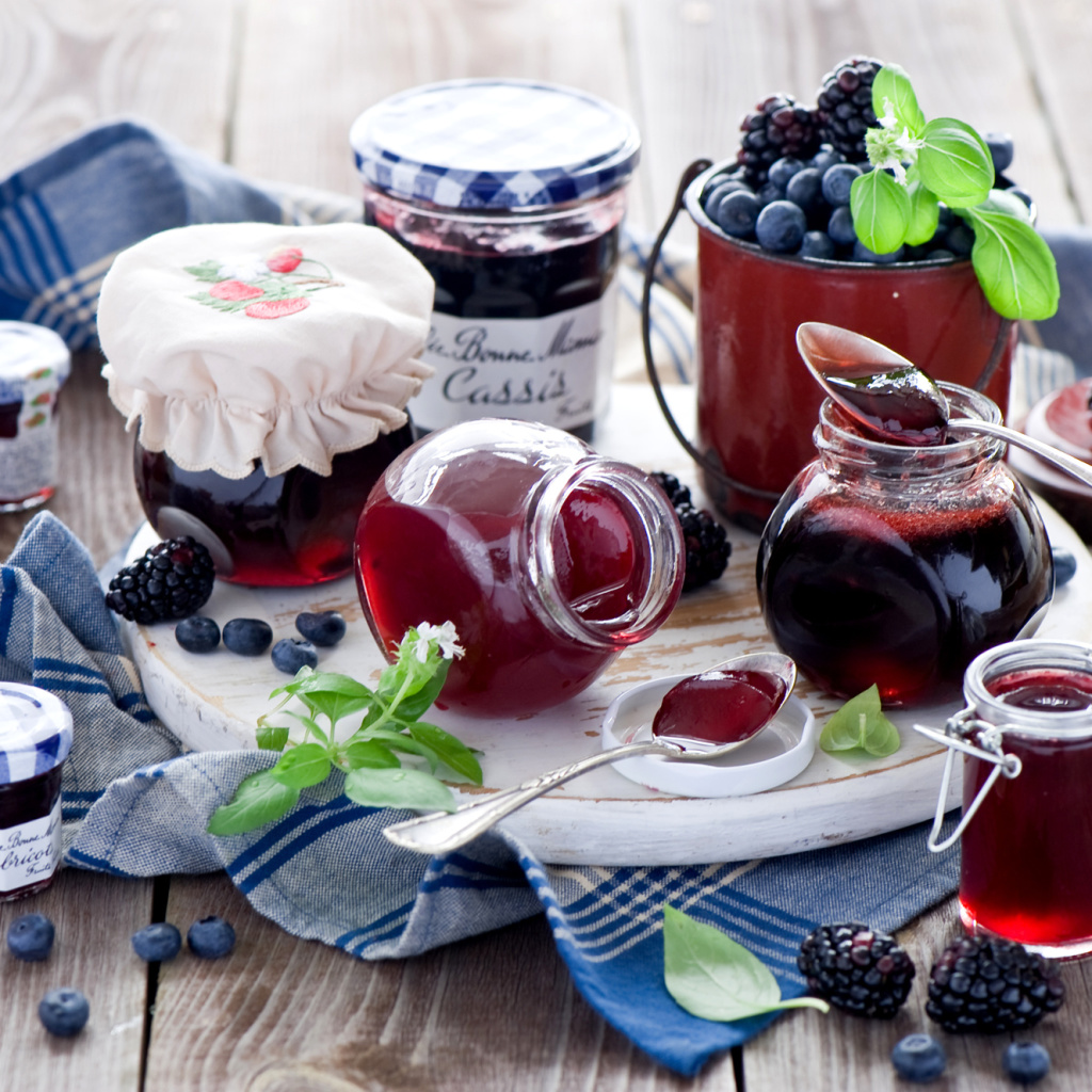 Fondo de pantalla Blueberries and Blackberries Jam 1024x1024