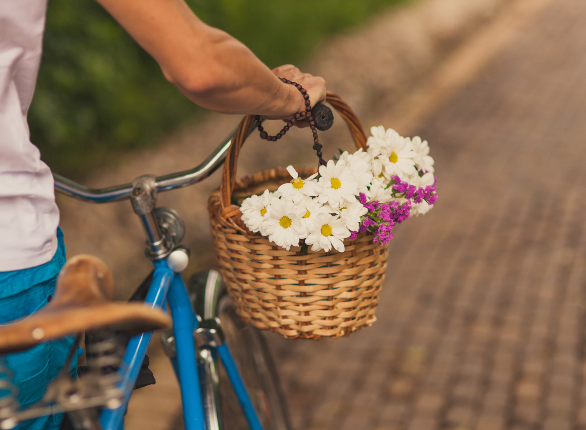 Обои Flowers In Bicycle Basket 1920x1408