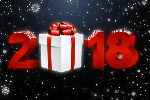 Das New Year 2018 Greetings Card Wallpaper 480x320