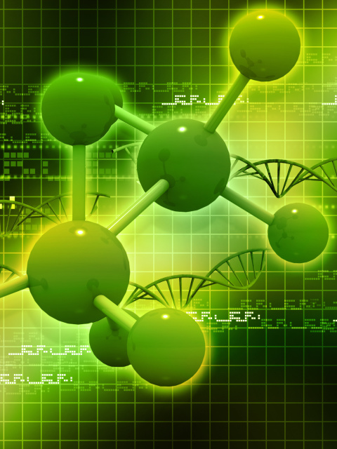 Das Metallic Green Molecules Wallpaper 480x640