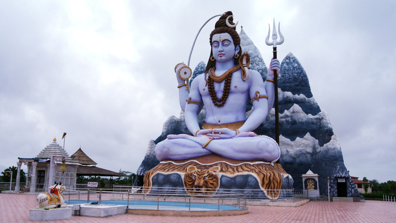 Обои Lord Shiva in Mount Kailash 1366x768