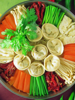 Chinese dumplings wallpaper 240x320