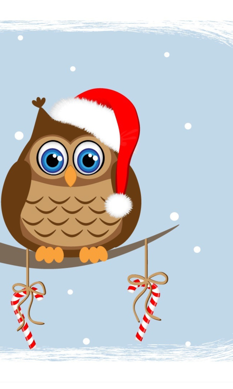 Das Christmas Owl Wallpaper 768x1280