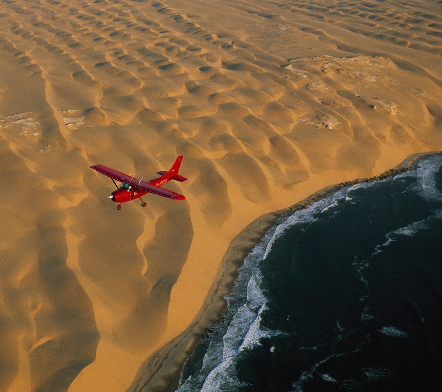 Fondo de pantalla Airplane Above Desert 1440x1280