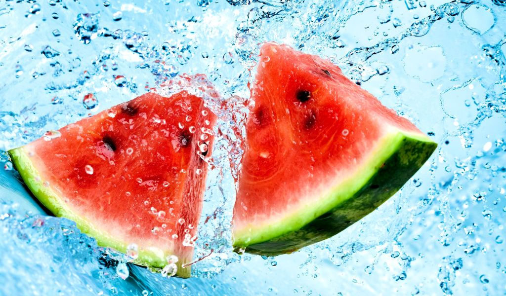 Das Watermelon Triangle Slices Wallpaper 1024x600