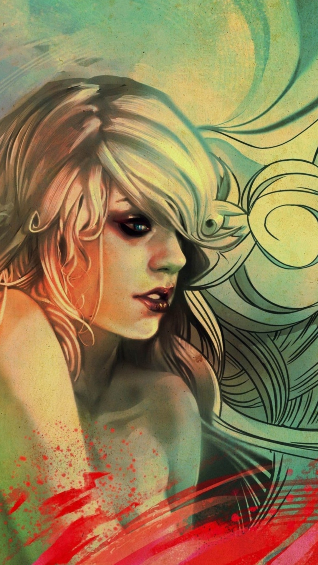 Sfondi Blonde Woman Painting 1080x1920