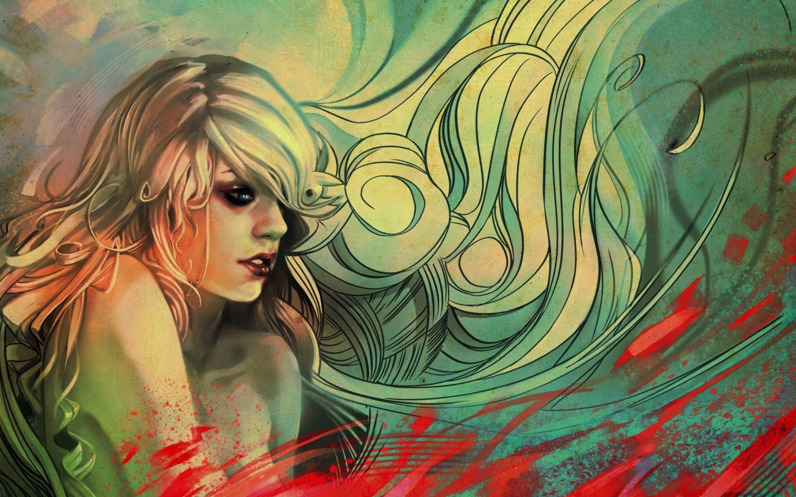 Screenshot №1 pro téma Blonde Woman Painting 2560x1600