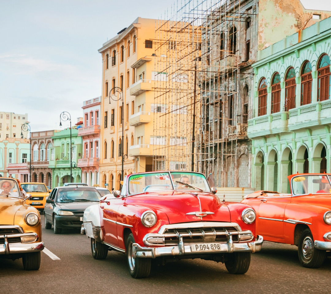 Das Cuba Retro Cars in Havana Wallpaper 1080x960