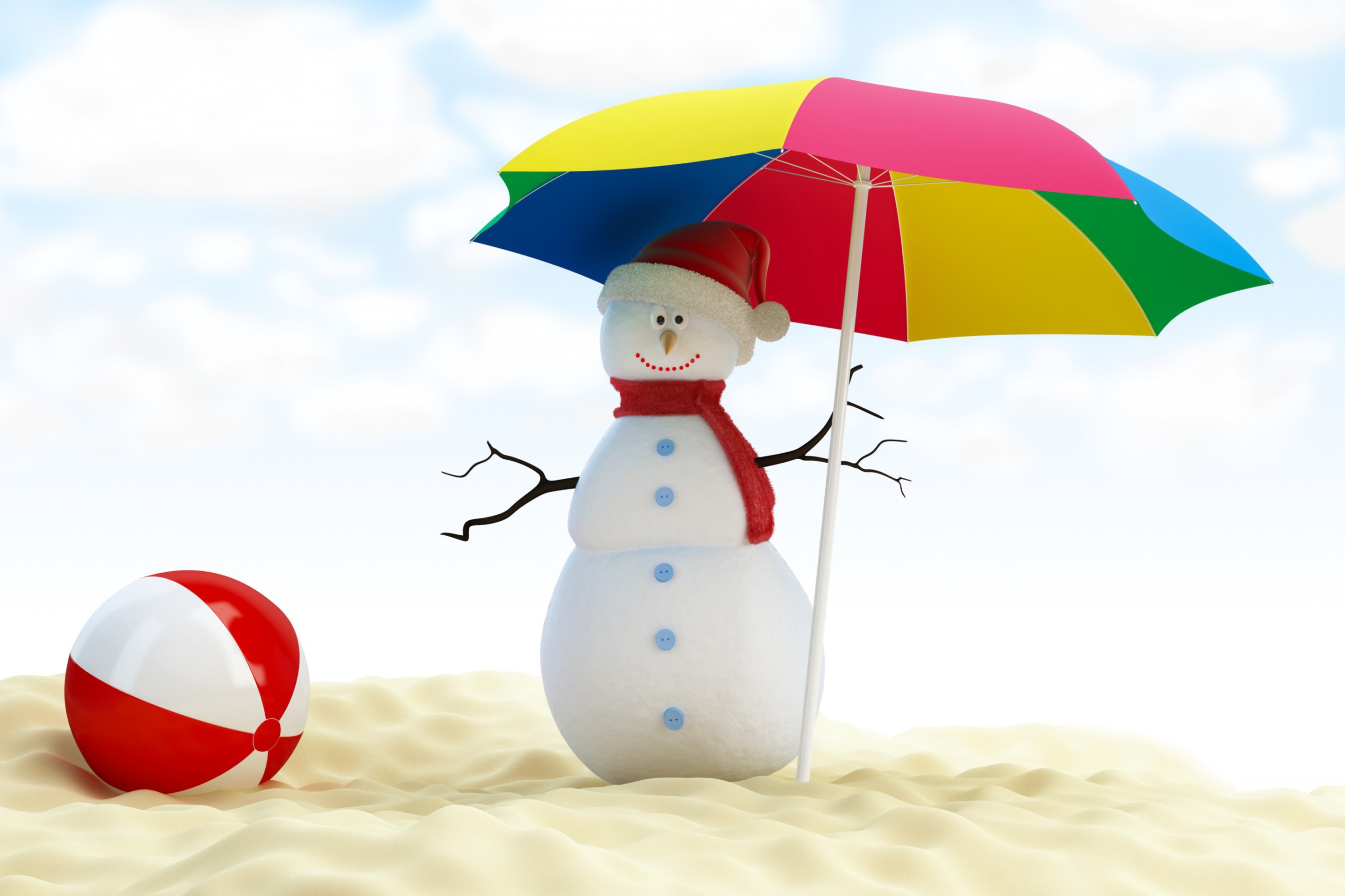 Обои Christmas On Beach 2880x1920