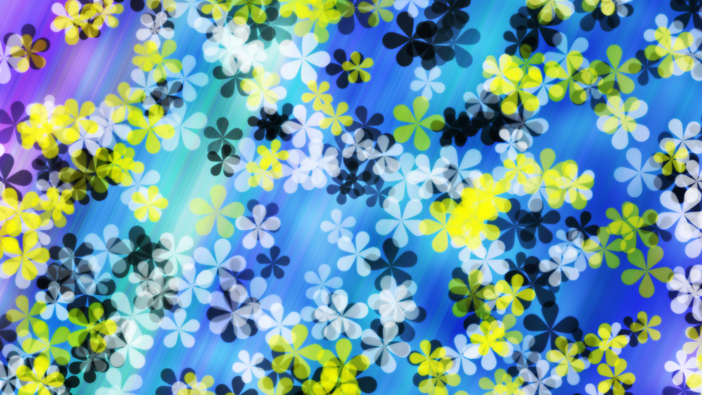 Sfondi Yellow And Blue Flowers Pattern 1366x768