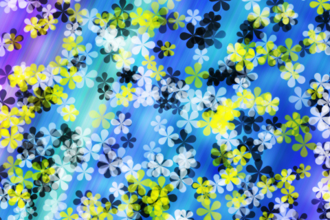Обои Yellow And Blue Flowers Pattern 480x320