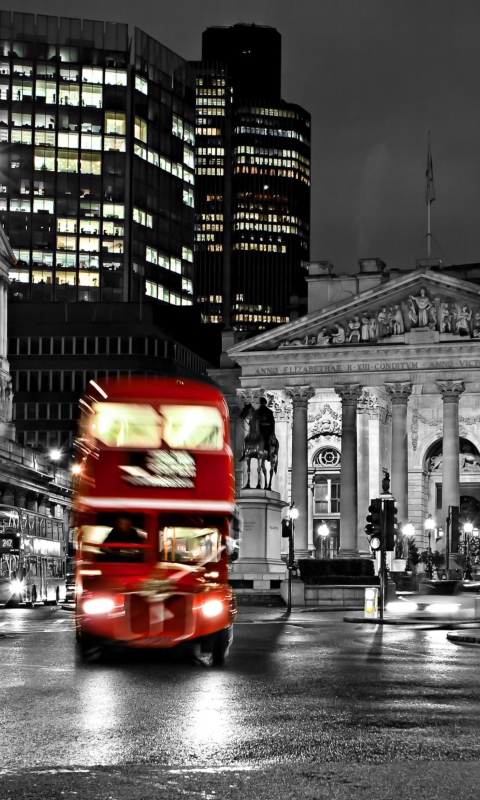 Night London Bus wallpaper 480x800