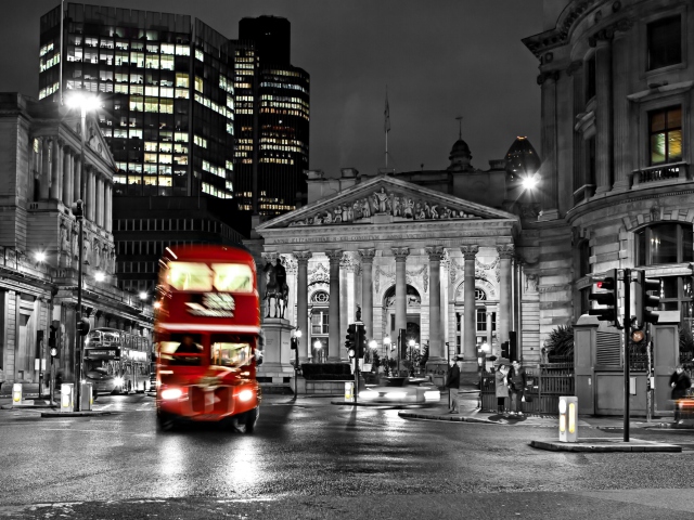 Night London Bus wallpaper 640x480