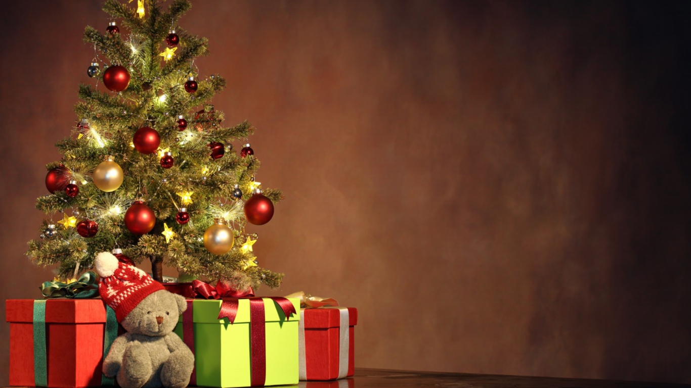 Christmas Presents Under Christmas Tree screenshot #1 1366x768