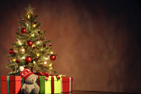 Das Christmas Presents Under Christmas Tree Wallpaper 480x320