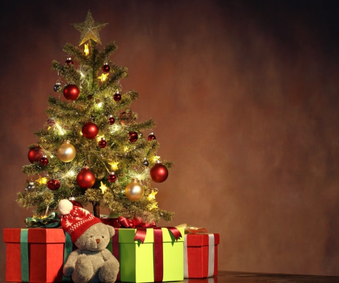 Das Christmas Presents Under Christmas Tree Wallpaper 480x400