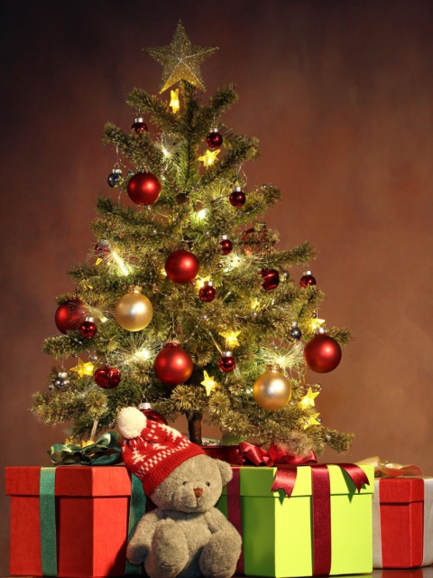 Обои Christmas Presents Under Christmas Tree 480x640