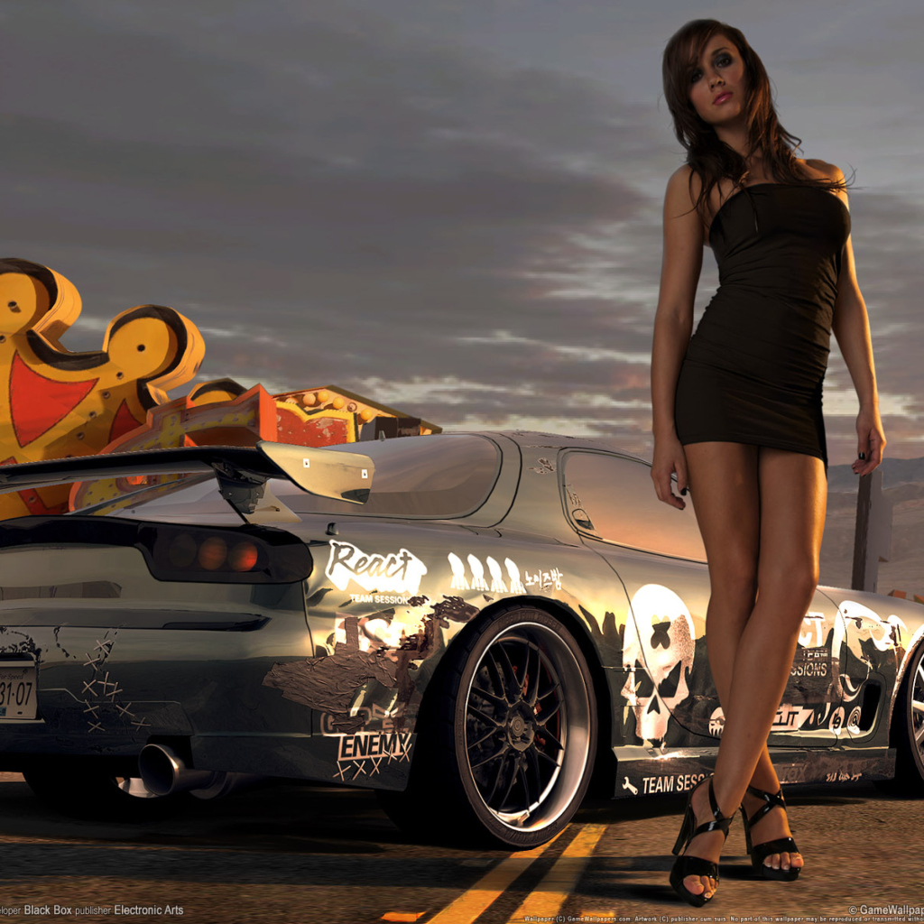 Hot Girl Standing Next To Sport Car wallpaper 1024x1024
