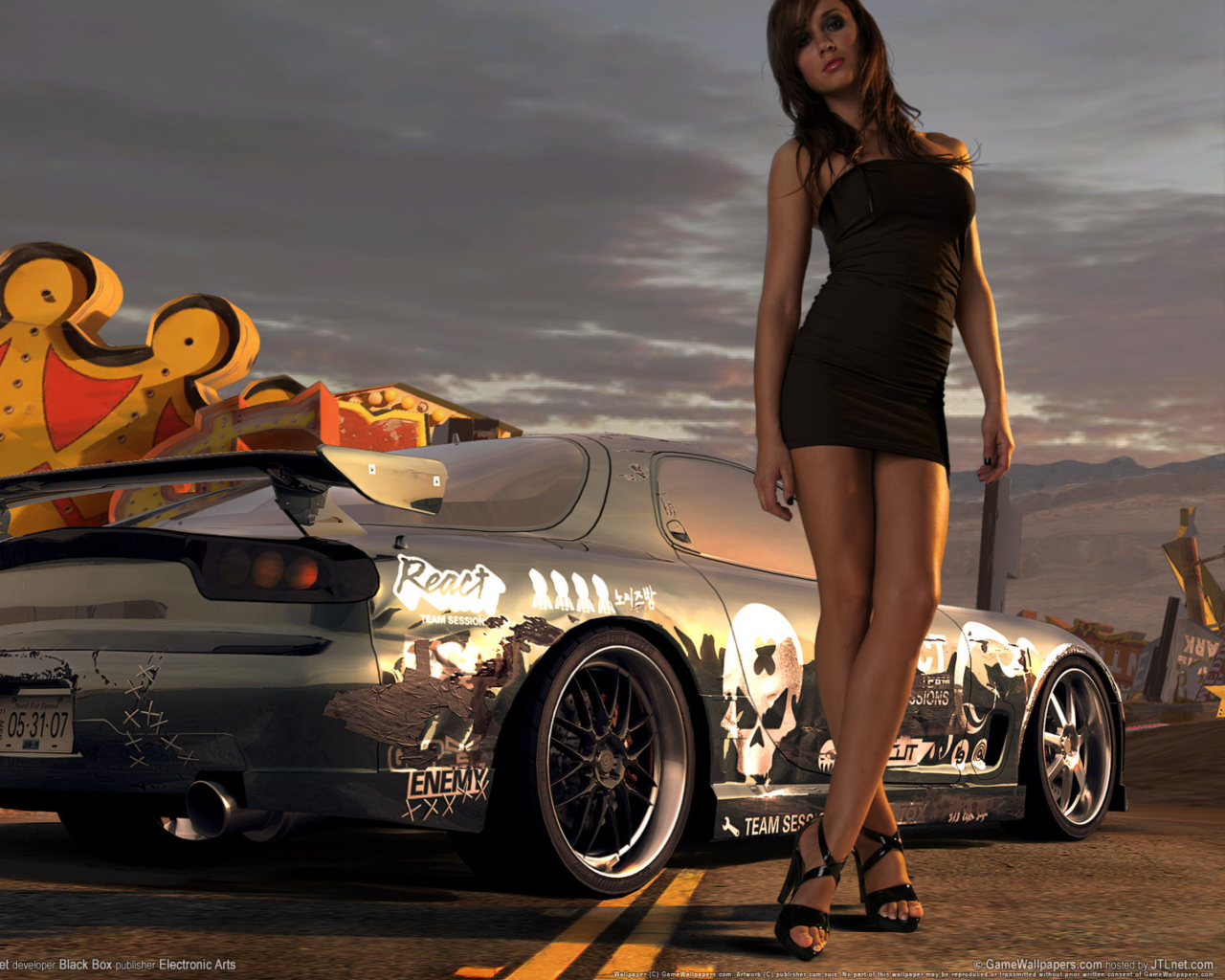 Hot Girl Standing Next To Sport Car wallpaper 1280x1024