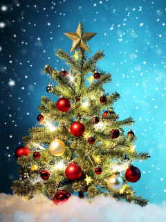 Das New Year Tree and Snow Wallpaper 240x320