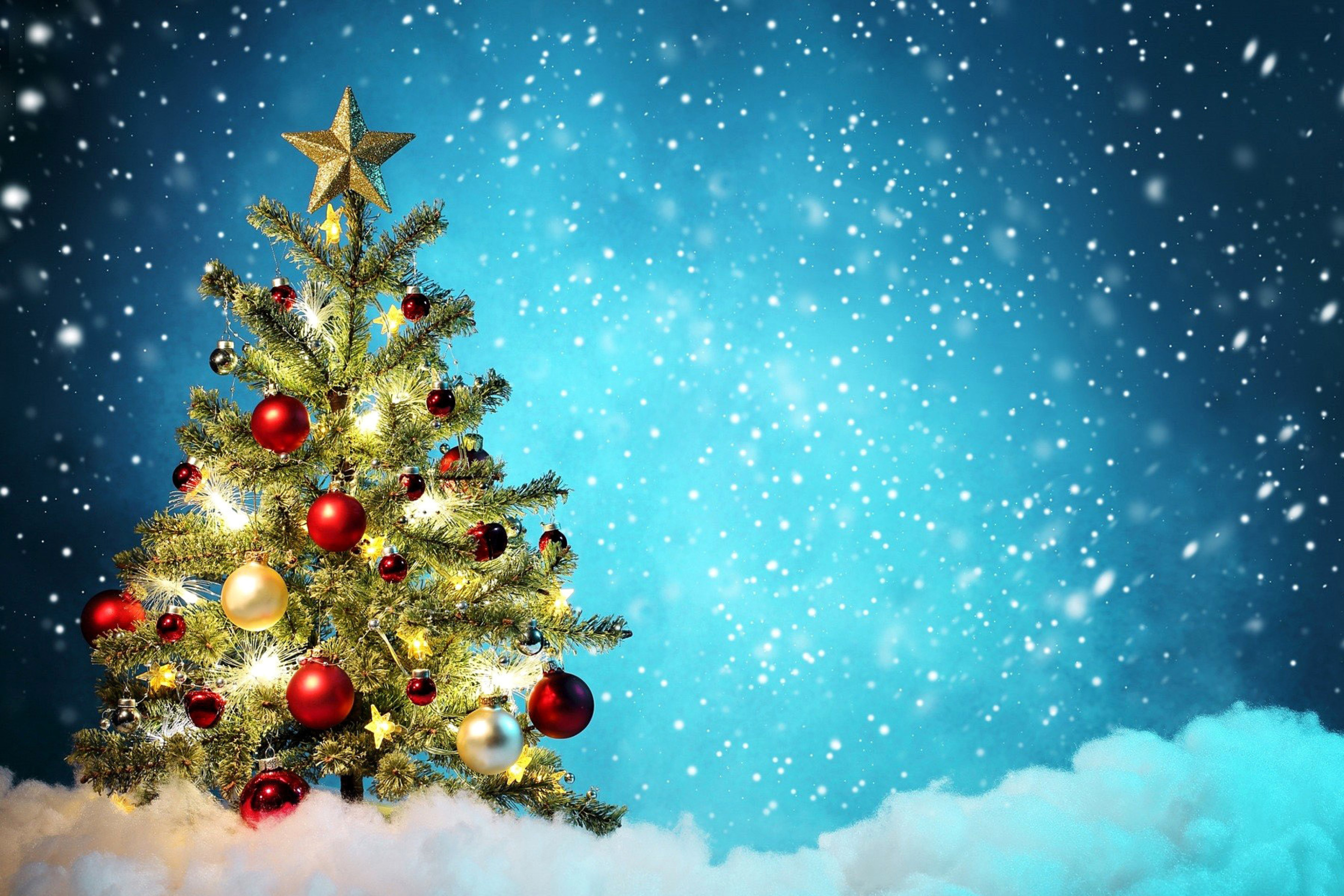 New Year Tree and Snow wallpaper 2880x1920