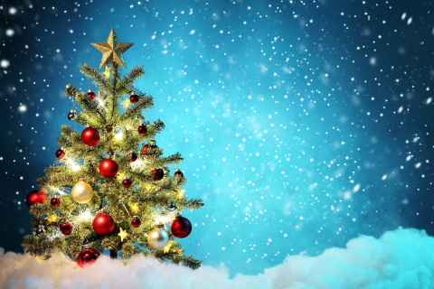 New Year Tree and Snow wallpaper 480x320